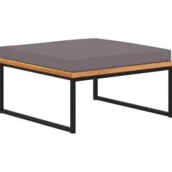 vidaXL Sittpuffar>Fotpall med dyna 66x66x36 cm massivt akaciaträ mörk