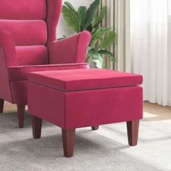 vidaXL Sittpuffar>Fotpall med träben vin sammet