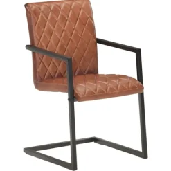 vidaXL Stolar>Fribärande matstolar 4 st äkta läder