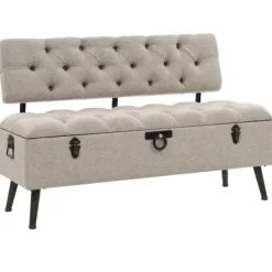 vidaXL Kistor & Koffertar>Förvaringsbänk med ryggstöd 110 cm gräddvit tyg