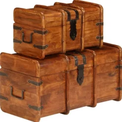 vidaXL Kistor & Koffertar>Förvaringskistor 2 delar massivt akaciaträ med honungsfinish
