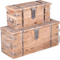 vidaXL Kistor & Koffertar>Förvaringskistor 2 delar akaciaträ