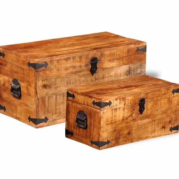 vidaXL Kistor & Koffertar>Förvaringskoffert av mangoträ, 2-set