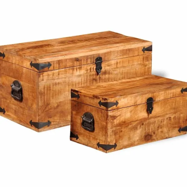 vidaXL Kistor & Koffertar>Förvaringskoffert av mangoträ, 2-set