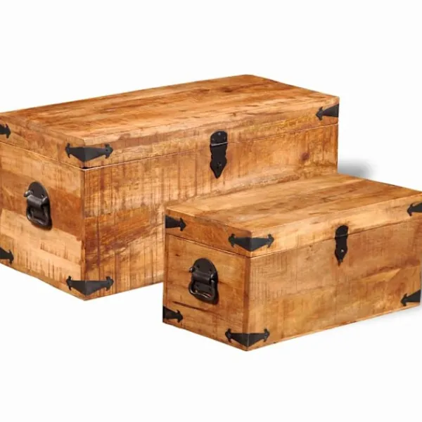 vidaXL Kistor & Koffertar>Förvaringskoffert av mangoträ, 2-set