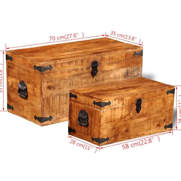 vidaXL Kistor & Koffertar>Förvaringskoffert av mangoträ, 2-set