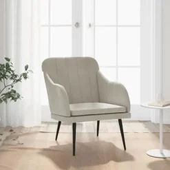 vidaXL Fåtöljer>Fåtölj ljus 63x76x80 cm sammet