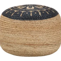 vidaXL Sittpuffar>Handgjord sittpuff blå 45x30 cm jute