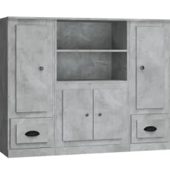 vidaXL Skåp>Högskåp 3 st betong konstruerat trä