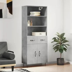 vidaXL Skåp>Högskåp betong 69,5x34x180 cm konstruerat trä