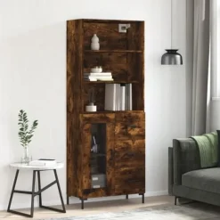 vidaXL Skåp>Högskåp rökfärgad ek 69,5x34x180 cm konstruerat trä