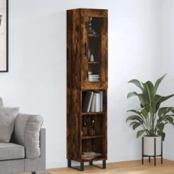 vidaXL Hyllor>Högskåp rökfärgad ek 34,5x34x180 cm konstruerat trä