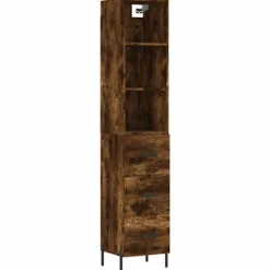 vidaXL Skåp>Högskåp rökfärgad ek 34,5x34x180 cm konstruerat trä