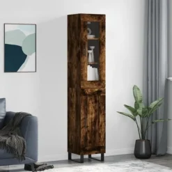 vidaXL Skåp>Högskåp rökfärgad ek 34,5x34x180 cm konstruerat trä