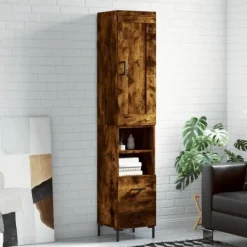 vidaXL Skåp>Högskåp rökfärgad ek 34,5x34x180 cm konstruerat trä