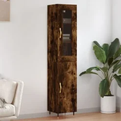 vidaXL Skåp>Högskåp rökfärgad ek 34,5x34x180 cm konstruerat trä