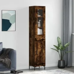 vidaXL Skåp>Högskåp rökfärgad ek 34,5x34x180 cm konstruerat trä