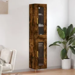 vidaXL Skåp>Högskåp rökfärgad ek 34,5x34x180 cm konstruerat trä