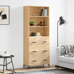 vidaXL Hyllor>Högskåp sonoma-ek 69,5x34x180 cm konstruerat trä