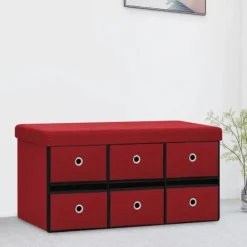 vidaXL Kistor & Koffertar>Hopfällbar förvaringsbänk vin 76x38x38 cm konstlinne