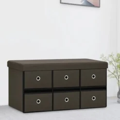 vidaXL Kistor & Koffertar>Hopfällbar förvaringsbänk mörk 76x38x38 cm konstlinne