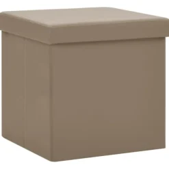 vidaXL Pallar>Hopfällbar förvaringspall cappuccino PVC