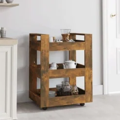 vidaXL Köksö>Köksvagn rökfärgad ek 60x45x80 cm konstruerat trä