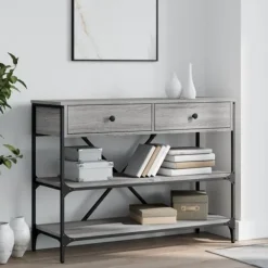 vidaXL Småbord>Konsolbord med lådor och hyllor sonoma konstruerat trä