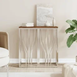 vidaXL Småbord>Konsolbord rostfritt stål och massivt återvunnet trä