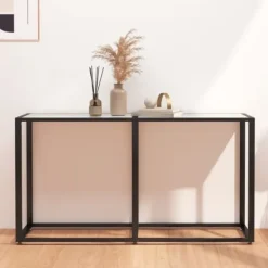 vidaXL Småbord>Konsolbord marmor 140x35x75,5 cm härdat glas