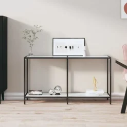 vidaXL Småbord>Konsolbord 140x35x75,5 cm härdat glas