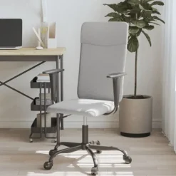 vidaXL Kontorsmöbler>Kontorsstol höjdjusterbar ljus nättyg