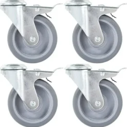 vidaXL Balkongmöbler>Länkhjul med bulthål och dubbla bromsar 4 st 100 mm