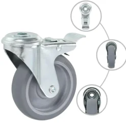 vidaXL Balkongmöbler>Länkhjul med bulthål och dubbla bromsar 4 st 100 mm