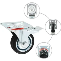 vidaXL Balkongmöbler>Länkhjul med dubbla bromsar 4 st 75 mm