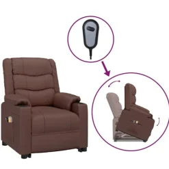 vidaXL Fåtöljer>Massagefåtölj med uppresningshjälp konstläder