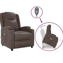 vidaXL Fåtöljer>Massagefåtölj med uppresningshjälp konstläder