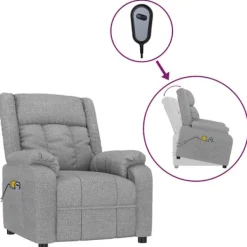 vidaXL Fåtöljer>Massagefåtölj med uppresningshjälp ljus tyg