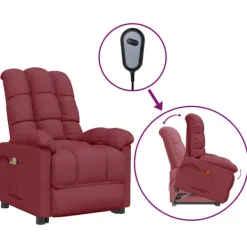 vidaXL Fåtöljer>Massagefåtölj med uppresningshjälp vin tyg