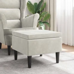 vidaXL Pallar>Pall med träben krämfärgad sammet