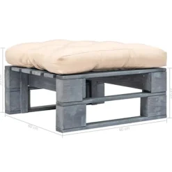vidaXL Pallar>Pallottoman med sandfärgad dyna grått trä