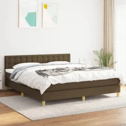 vidaXL Sängar>Ramsäng med madrass mörk 160x200 cm tyg