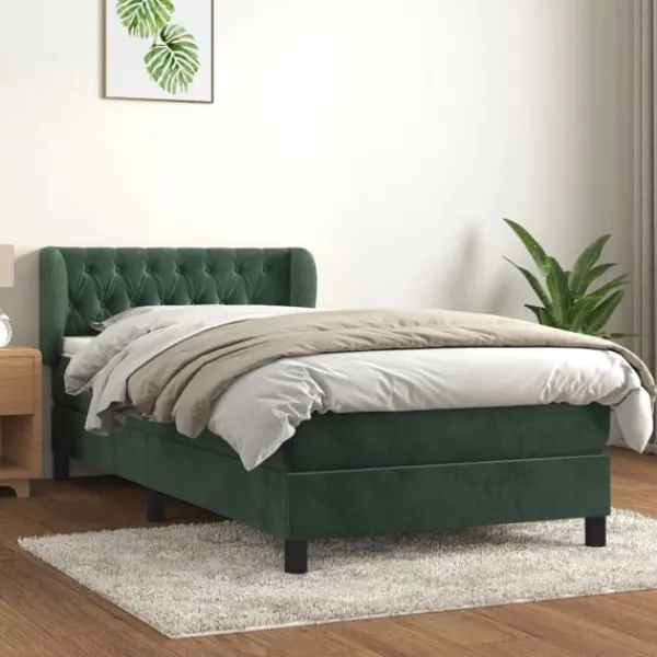 vidaXL Sängar>Ramsäng med madrass mörk 90x190 cm sammet