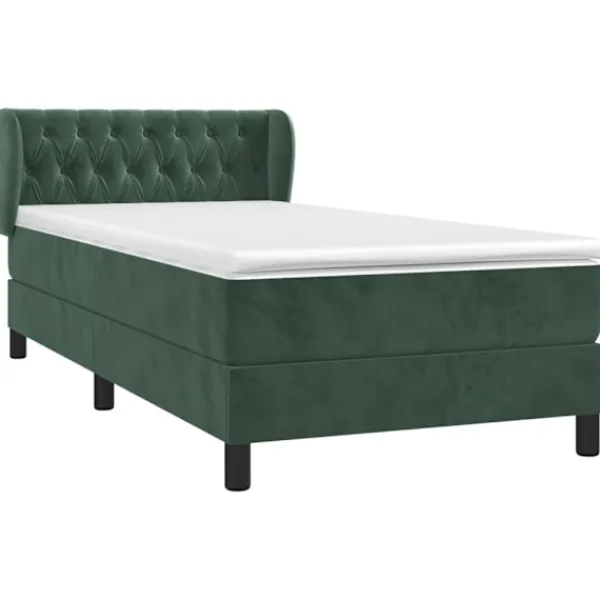 vidaXL Sängar>Ramsäng med madrass mörk 90x190 cm sammet