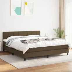 vidaXL Sängar>Ramsäng med madrass mörk 160x200 cm tyg