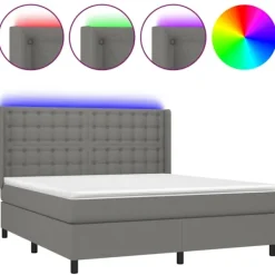 vidaXL Sängar>Ramsäng med madrass & LED mörk 160x200 cm tyg