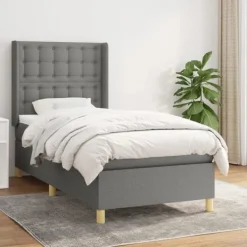 vidaXL Sängar>Ramsäng med madrass mörk 90x200 cm tyg