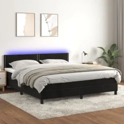 vidaXL Sängar>Ramsäng med madrass & LED 180x200 cm sammet