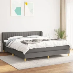 vidaXL Sängar>Ramsäng med madrass mörk 160x200 cm tyg