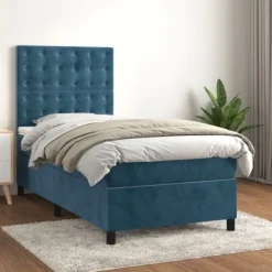 vidaXL Sängar>Ramsäng med madrass mörk 90x200 cm sammet